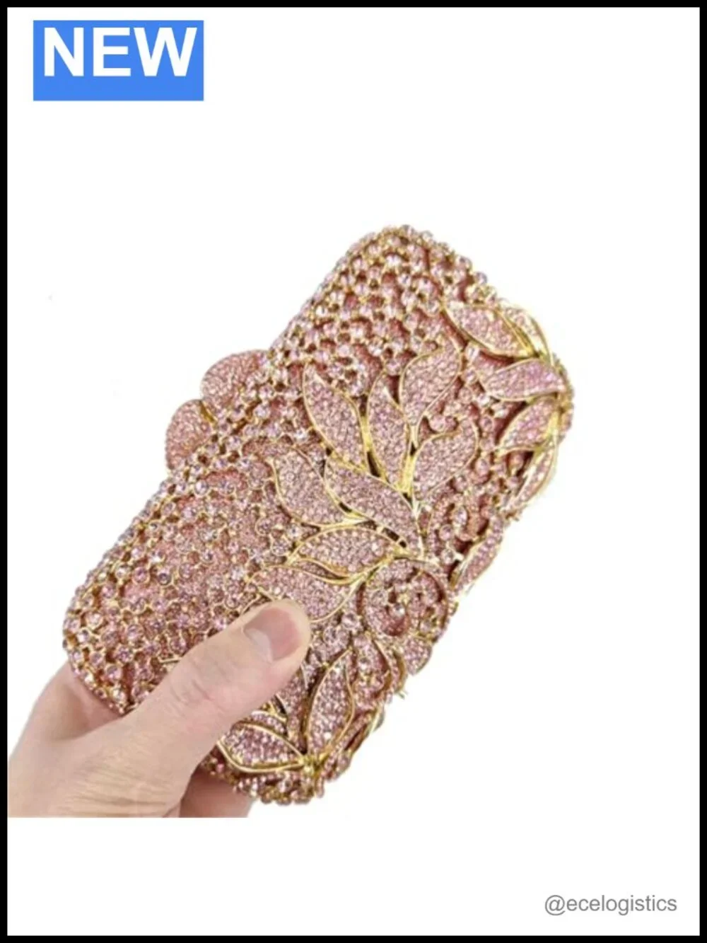 Bling Crystal Flower Clutch Rhinestone Evening Bag Wedding Bridal Purse with